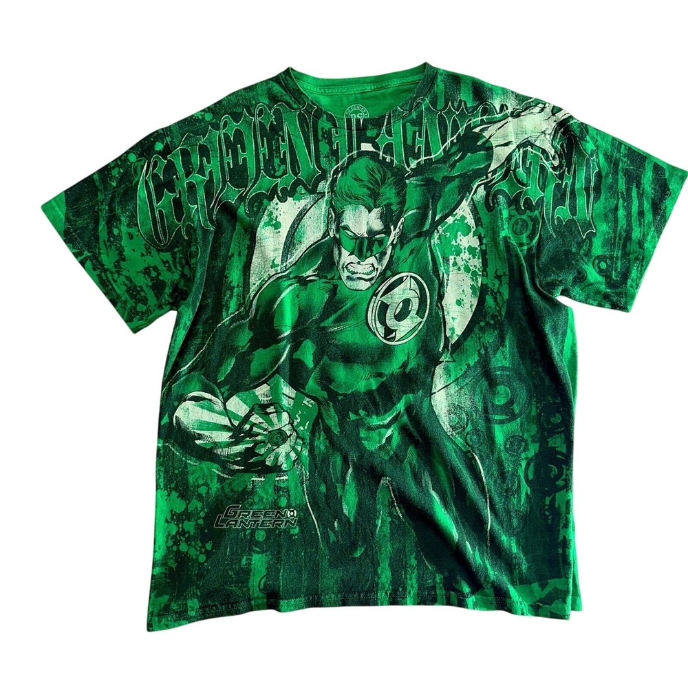 DC Comics Green Lantern Graphic Mens XL All Over‎ Print Superhero Tee Y2K